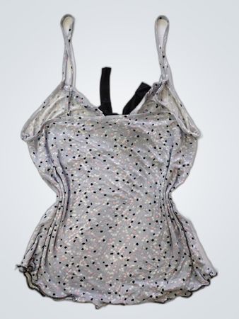 Sheer Gray Camisole with Black and White Polka Dots