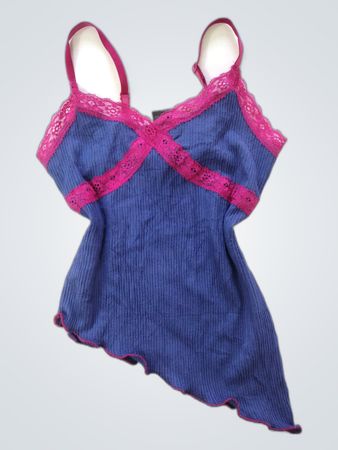 Blue and Pink Lace Trim Bodysuit