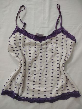 Secret Possessions Heart Print Lace Cami Top