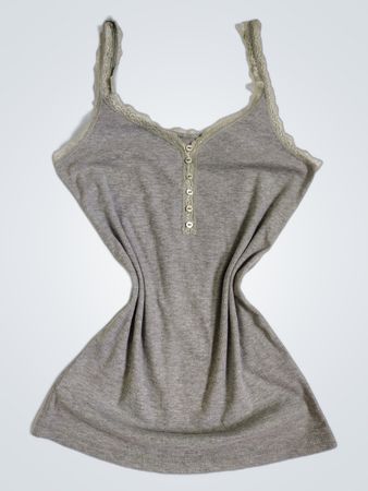 Gray Tank Top with Lace Trim