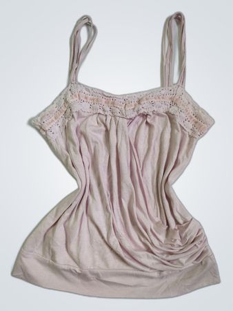Pink Tank Top with Lace Trim