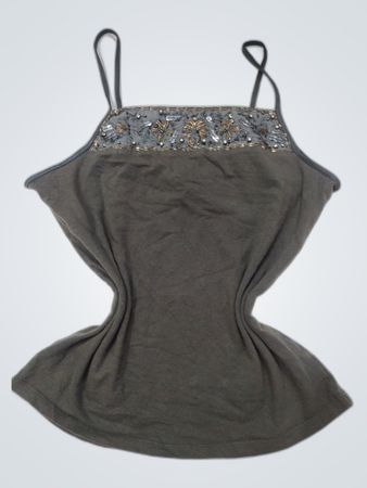 Gray Embellished Tank Top
