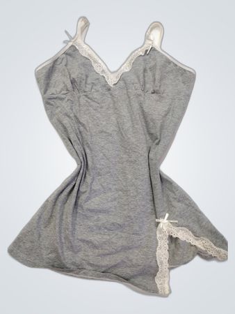 Gray Lace Trim Chemise