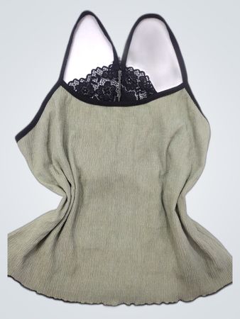 Green and Black Lace Top