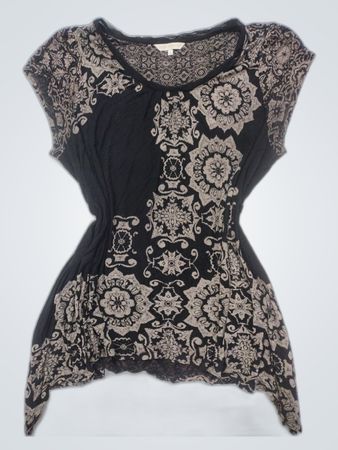 John Rocha Women's Black and Beige Lace Top