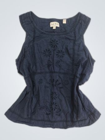 Jack Wills Navy Eyelet Sleeveless Blouse