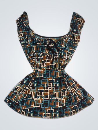 Peplum Top with Geometric Pattern