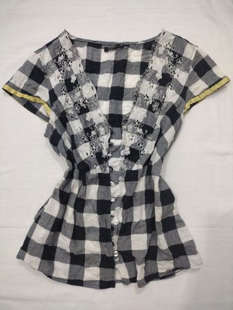 Vila Checkered Lace Blouse