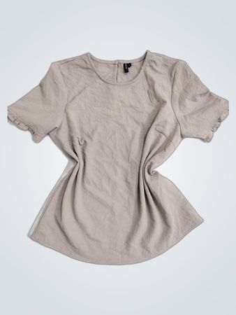 Vero Moda Taupe Ruffle Sleeve Blouse