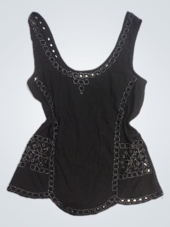 RETROD Black Embellished Tank Top