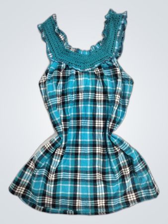 Blue Plaid Sleeveless Top