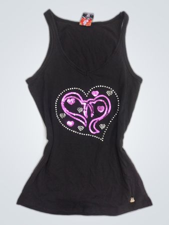 Miss Fang Black Tank Top with Heart Design