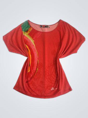 Red Blouse with Signature Logo