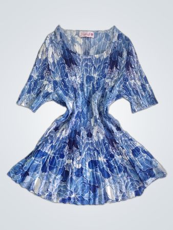 Jabotty Blue Floral Pleated Dress