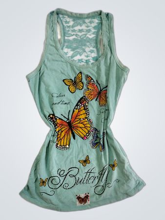 Green Butterfly Tank Top