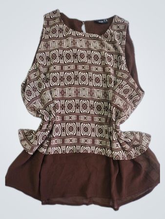 Janina Brown Peplum Top