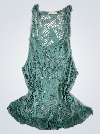 Green Crochet Lace Top
