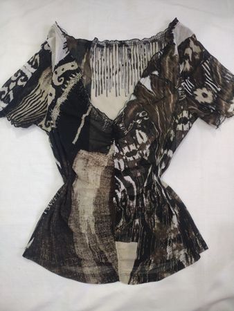 Blouse with Black and White Pattern