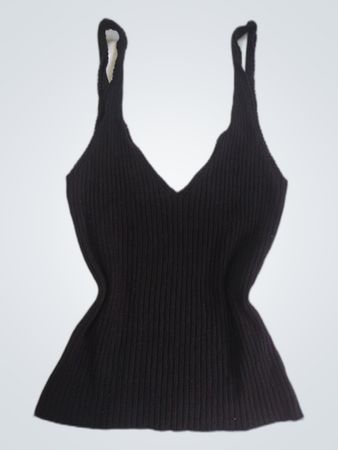 Stradivarius Black Ribbed Tank Top
