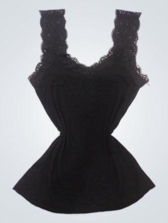 Black Lace Trim Tank Top