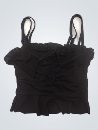 Black Ruffled Tank Top