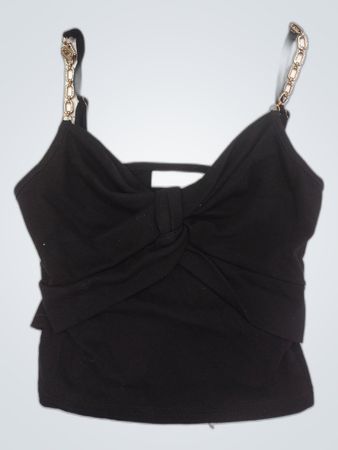 Jean Louis Francoise Black Chain Strap Top