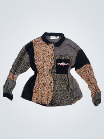 Together! Patchwork Button-Down Shirt