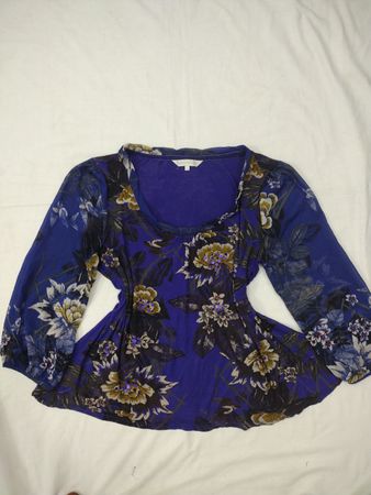 ROCHA. JOHN ROCHA Blauer Blumenmuster-Top