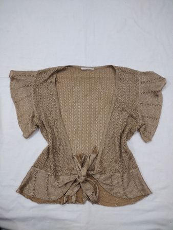 Gold Gestrickter Bindefront Cardigan