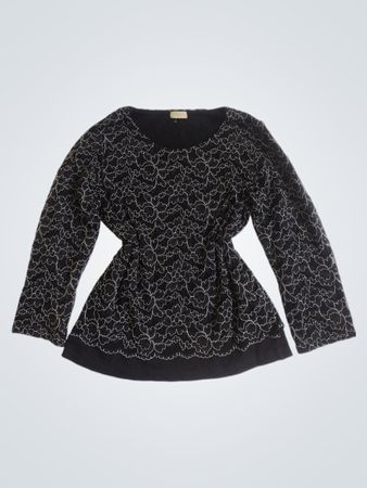 Intimissimi Easywear schwarzes Blütenmuster Langarmoberteil