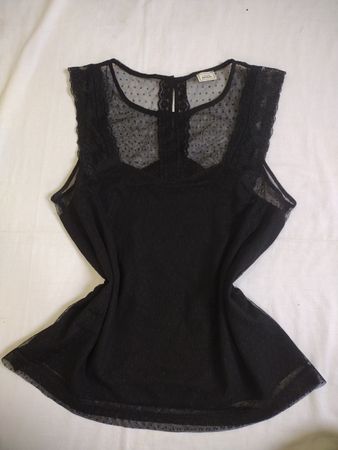 Pimkie Schwarzes Transparentes Punkt-Spitzen Tanktop