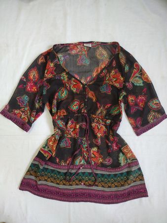 Esprit Damen Transparente Blumenmuster V-Ausschnitt Tunika Oberteil
