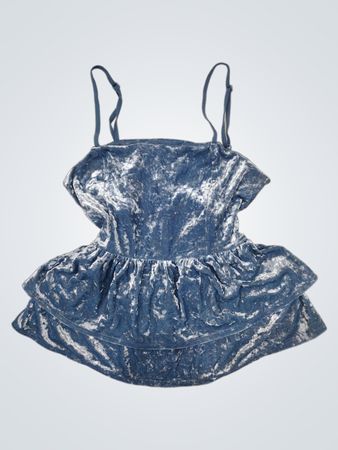 American Eagle Blue Velvet Peplum-Camisole-Top