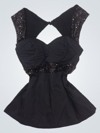 Frisches Soul Schwarzes Paillettenschmuck Cut-Out Kleid