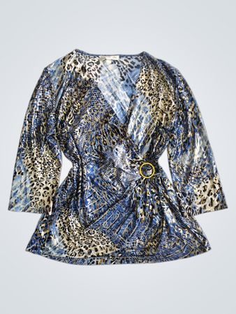 COUTURE LINE Blau Tierprint Wickeltop
