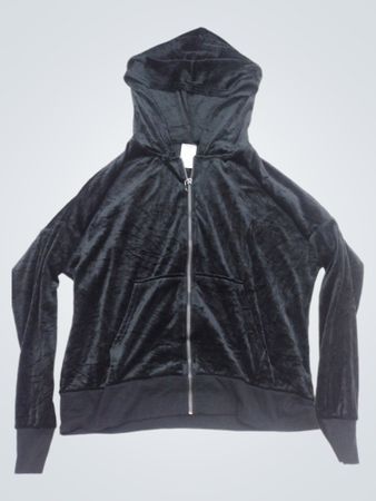 Felina Black Velour Zip-Up Hoodie