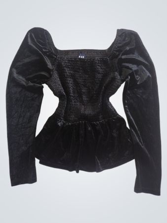GAP Schwarzes Samt Smocked Peplum Top