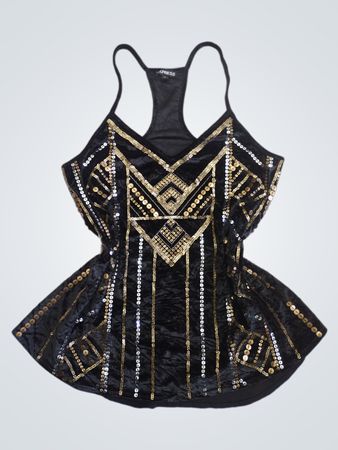 Express Schwarzes Pailletten-Top