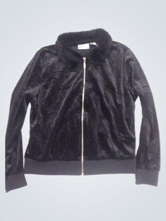 Fashion Bug Schwarze Velourszip-Jacke
