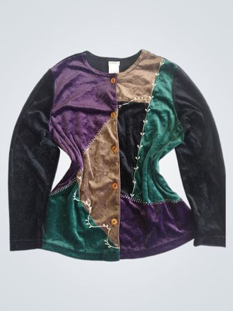 Blair Boutique Patchwork Velvet Cardigan