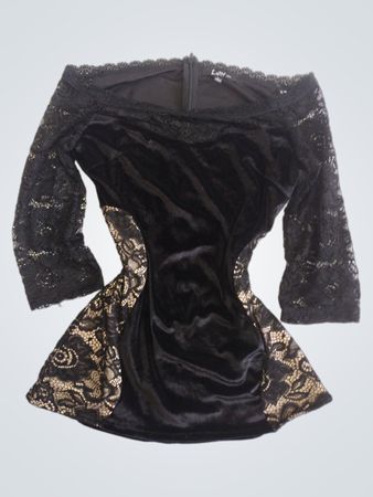 Lette Off-the-Shoulder Velvet Lace Top