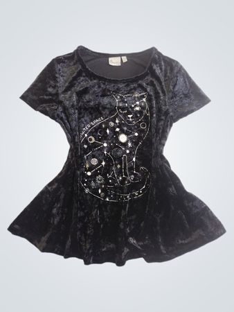 Mudd Black Velvet Cat Space Dress