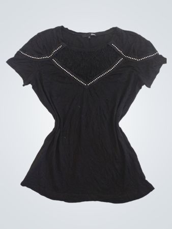 Etam Schwarzes T-Shirt mit Verzierungen