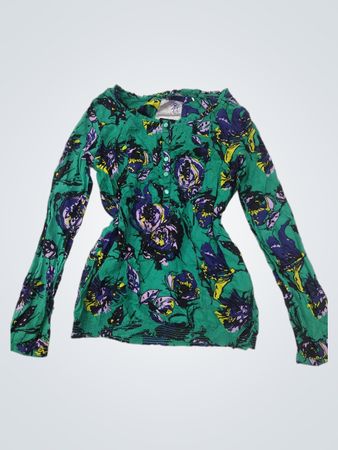 s.Oliver Damen grüne Blumenmuster Bluse mit langen Ärmeln