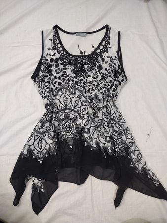 Per Una Schwarzes & Weißes Floral Druck Ärmelloses Top