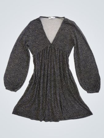 PULL&BEAR Floral Print Langarm V-Ausschnitt Mini Kleid