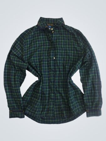African Blue Plaid Button-Up Shirt