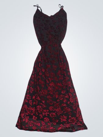 Forever 21+ Schwarzes Floral Velvet Maxi Kleid