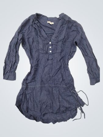 Stradivarius Blau Gestreiftes Tunika-Shirt mit Kordelzugbund