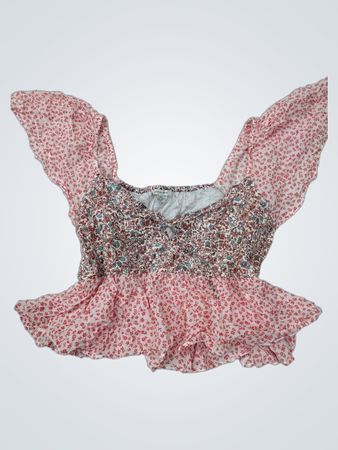 American Eagle Floral Peplum Top